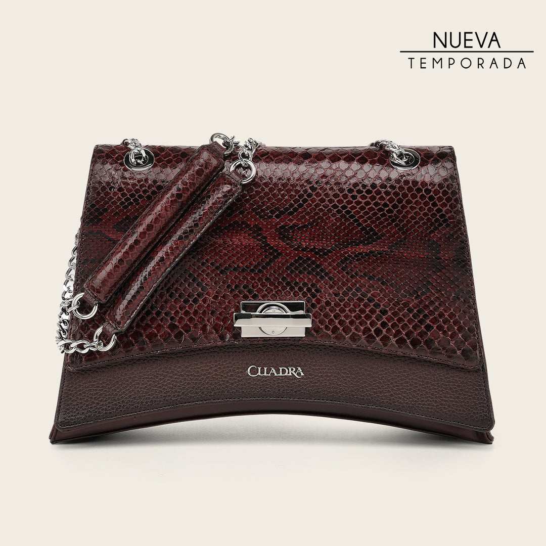 Bolso de hombro en piel genuina de pitón para dama