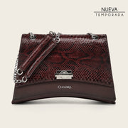 Bolso de hombro en piel genuina de pitón para dama