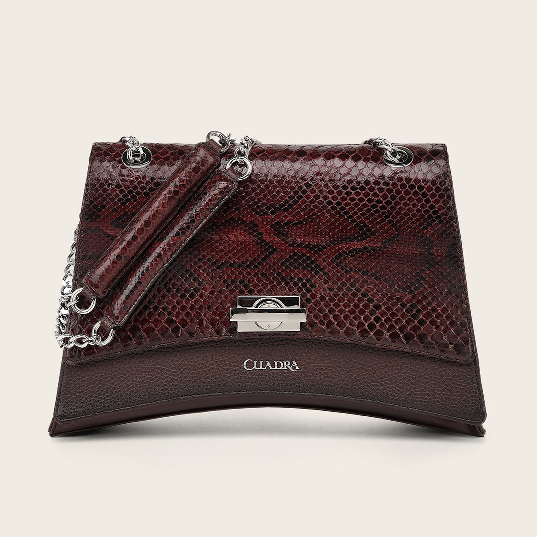 Bolso de hombro en piel genuina de pitón para dama