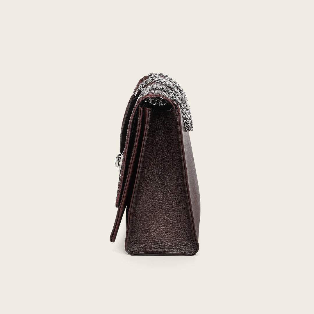 Bolso de hombro en piel genuina de pitón para dama