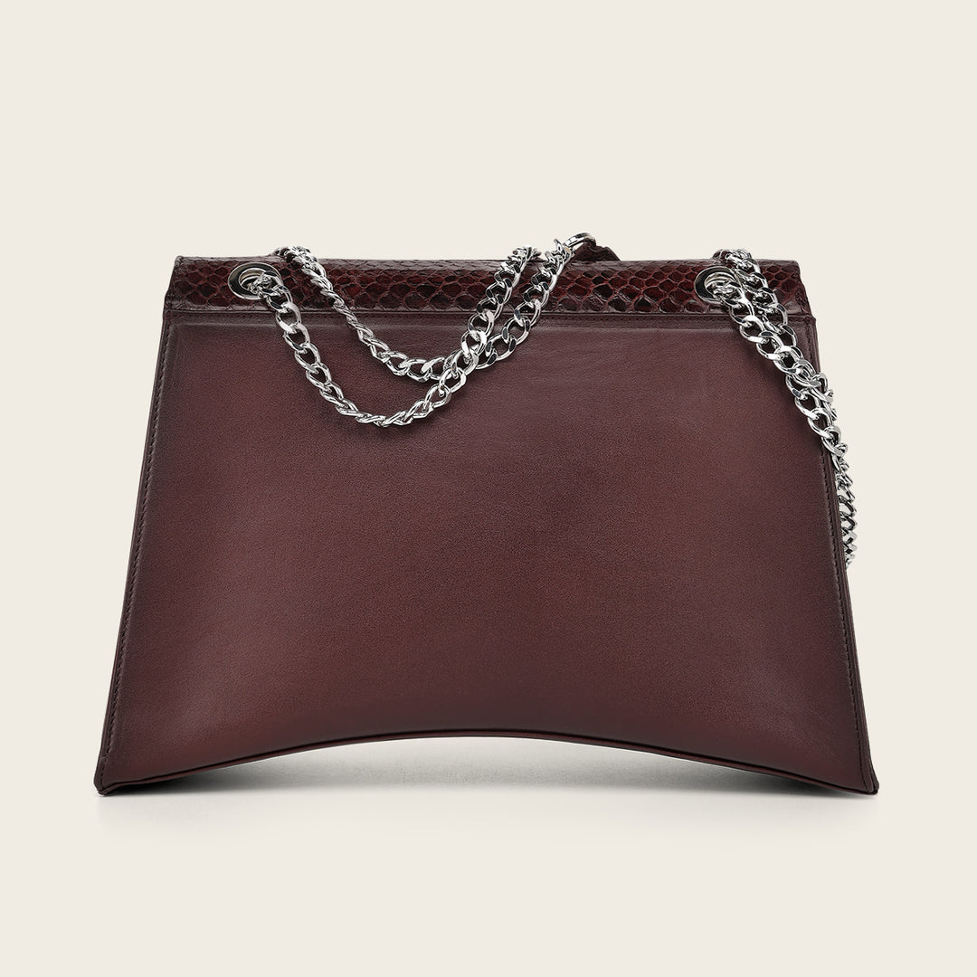 Bolso de hombro en piel genuina de pitón para dama