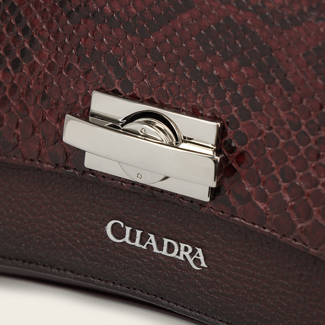 Bolso de hombro en piel genuina de pitón para dama