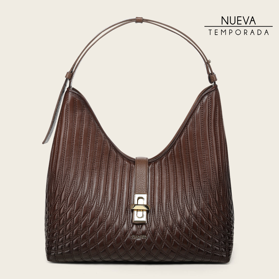 Bolso de hombro en piel genuina de cordero para dama