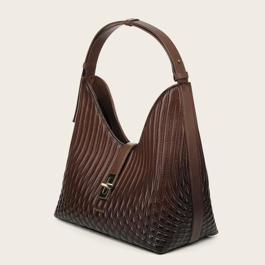 Bolso de hombro en piel genuina de cordero para dama