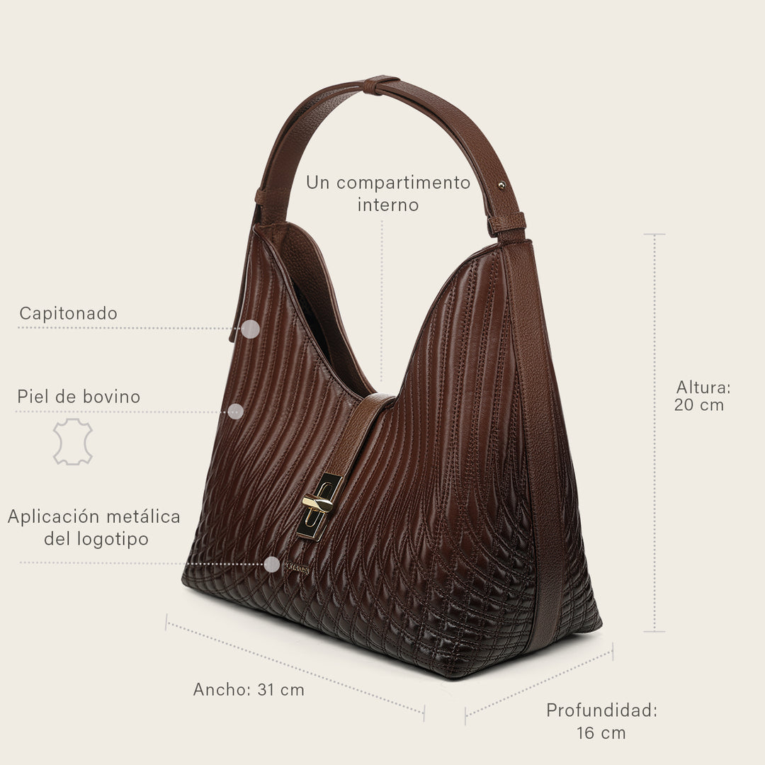 Bolso de hombro en piel genuina de cordero para dama