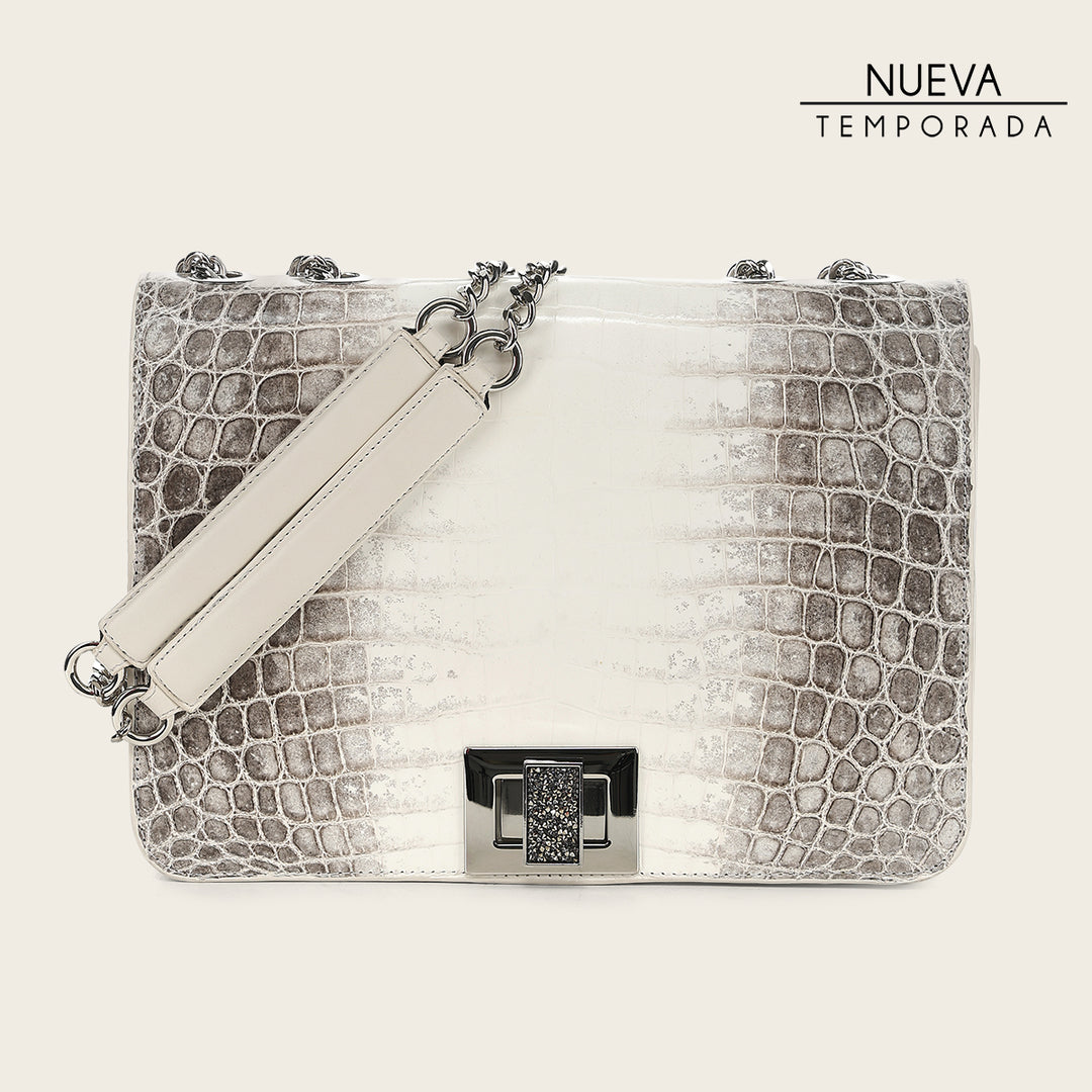 Crossbody full exotic en piel genuina de niloticus para dama