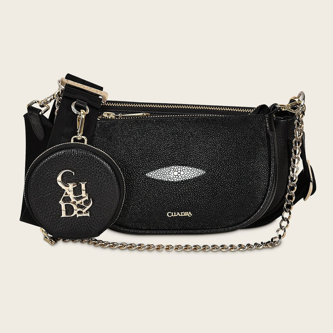 Crossbody en piel genuina de mantarraya para dama β Cuadra MΓ©xico