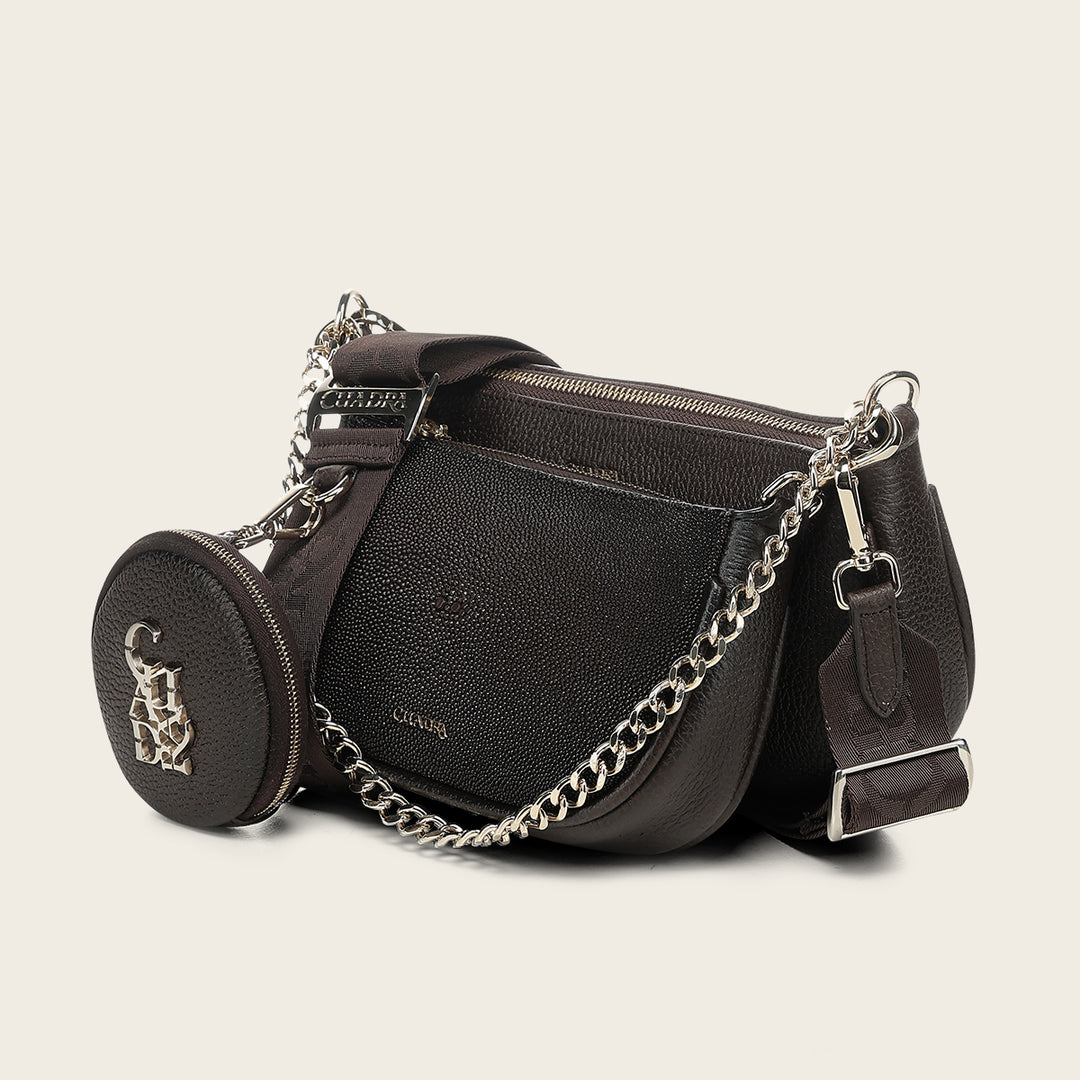 Crossbody en piel genuina de mantarraya para dama