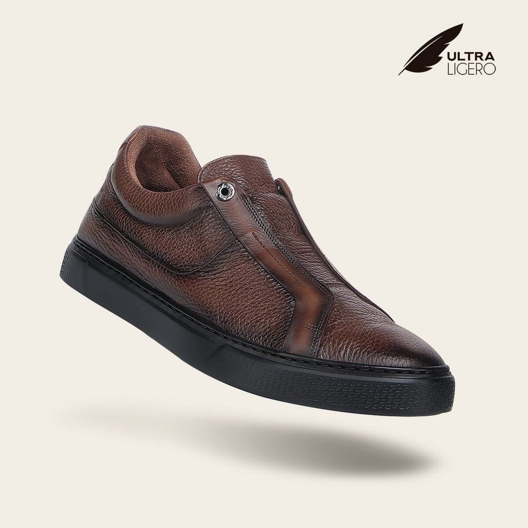 Tenis en piel genuina de venado para caballero Tenis 