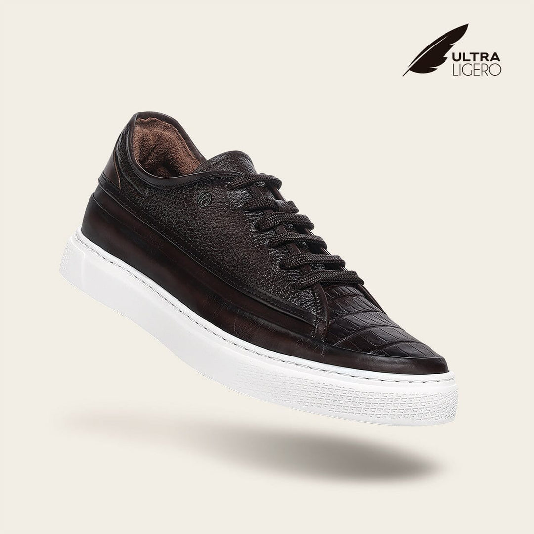 Tenis derby en piel genuina de alligator para caballero Tenis 