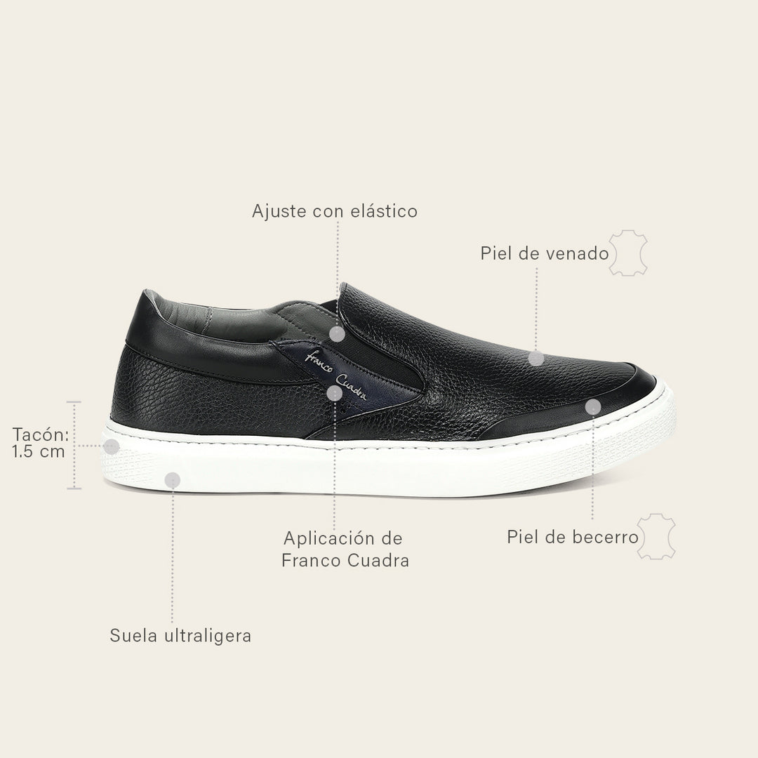 Tenis en piel genuina de venado para caballero