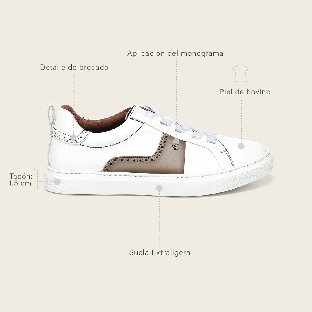Tenis en piel genuina para caballero