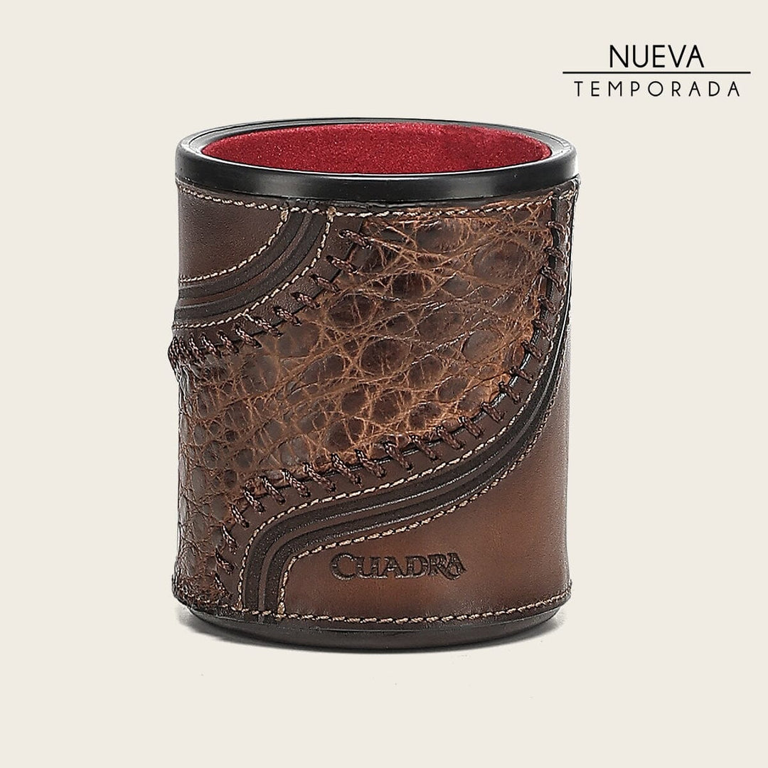 Juego de cubilete en piel genuina de alligator Joyería 