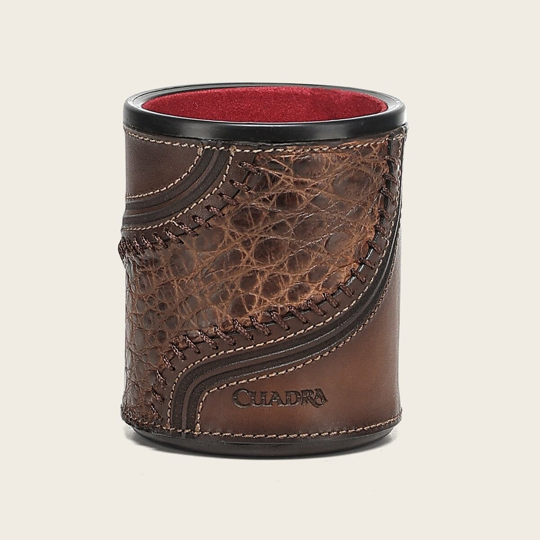 Juego de cubilete en piel genuina de alligator Joyería 