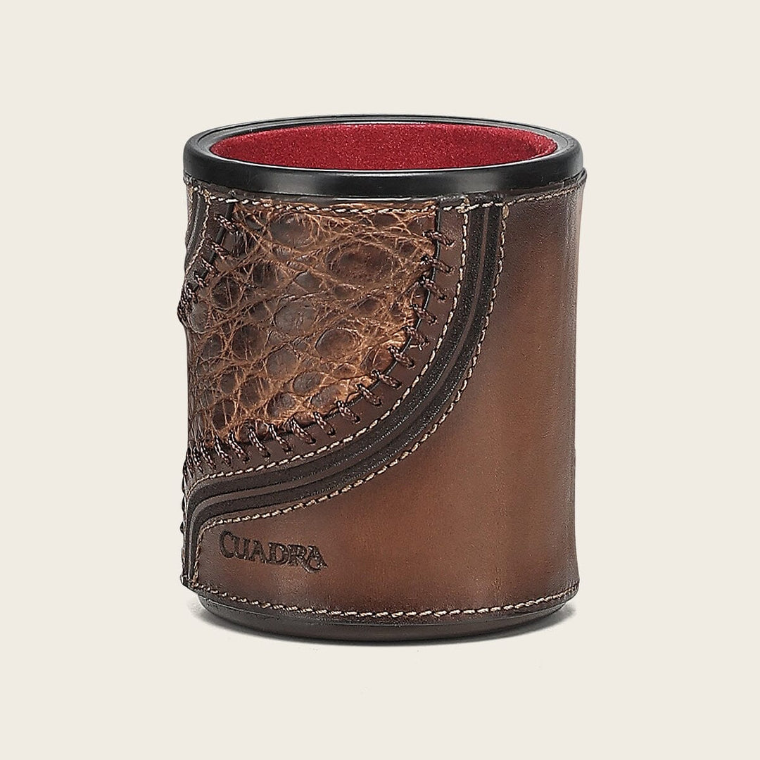 Juego de cubilete en piel genuina de alligator Joyería 