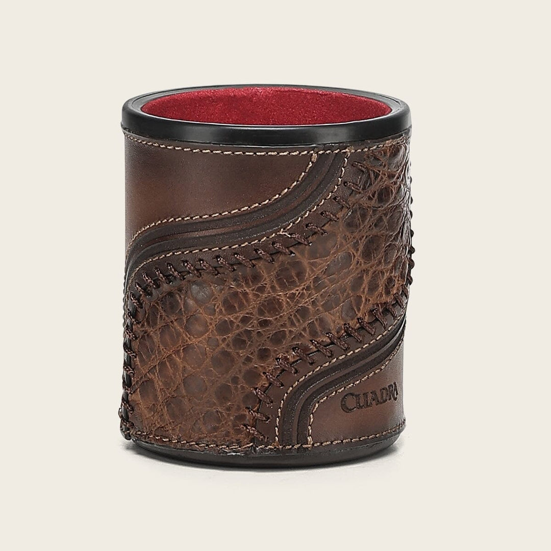 Juego de cubilete en piel genuina de alligator Joyería 