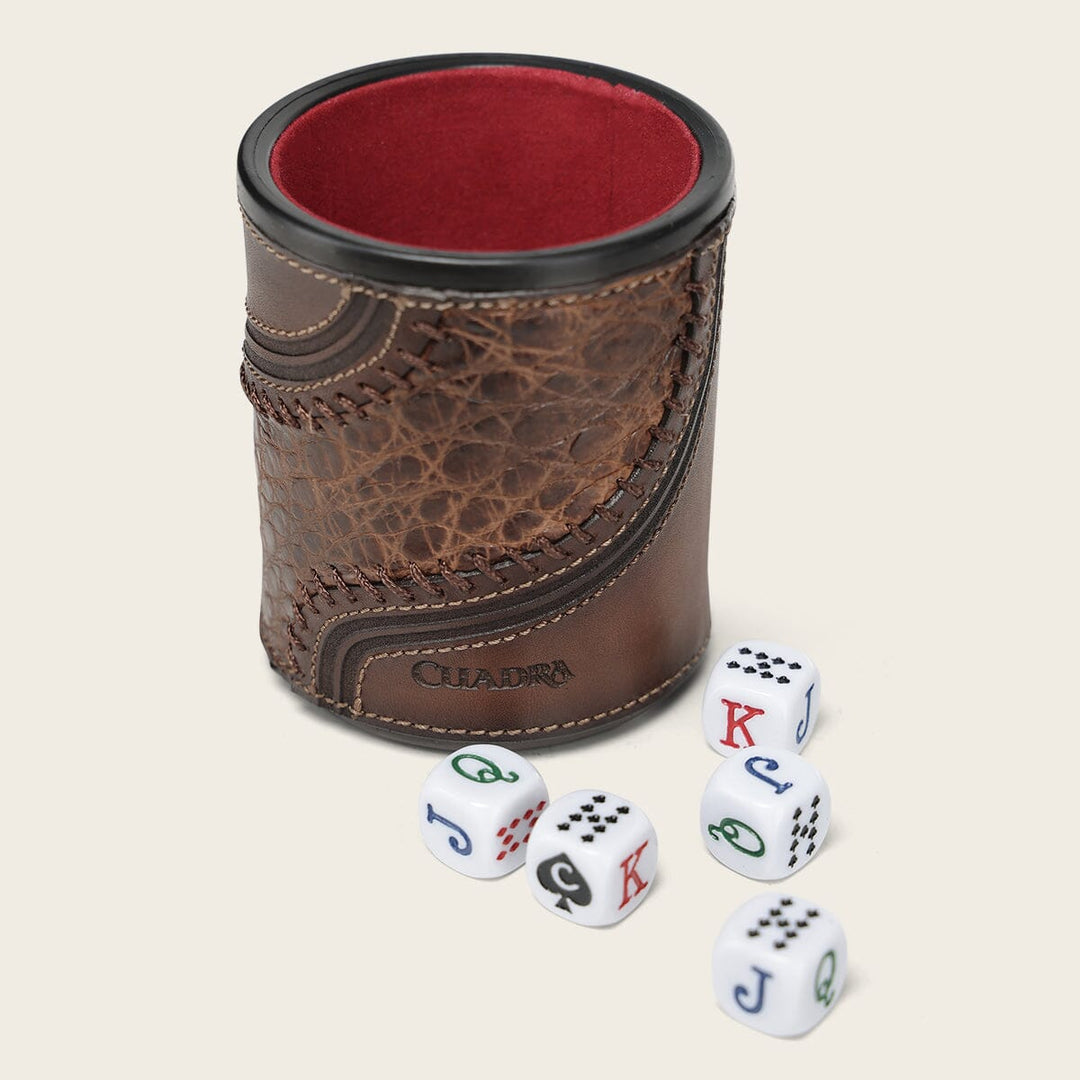 Juego de cubilete en piel genuina de alligator Joyería 