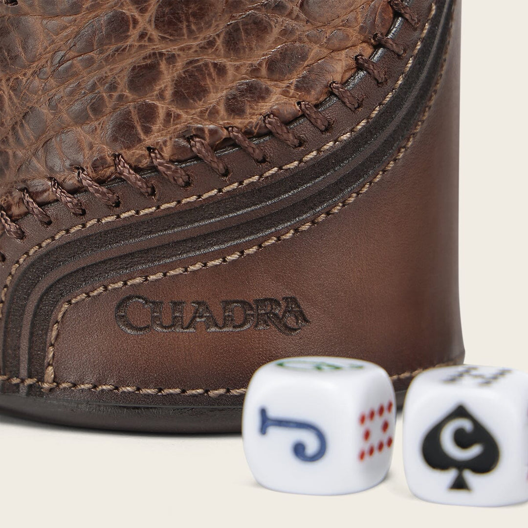 Juego de cubilete en piel genuina de alligator Joyería 