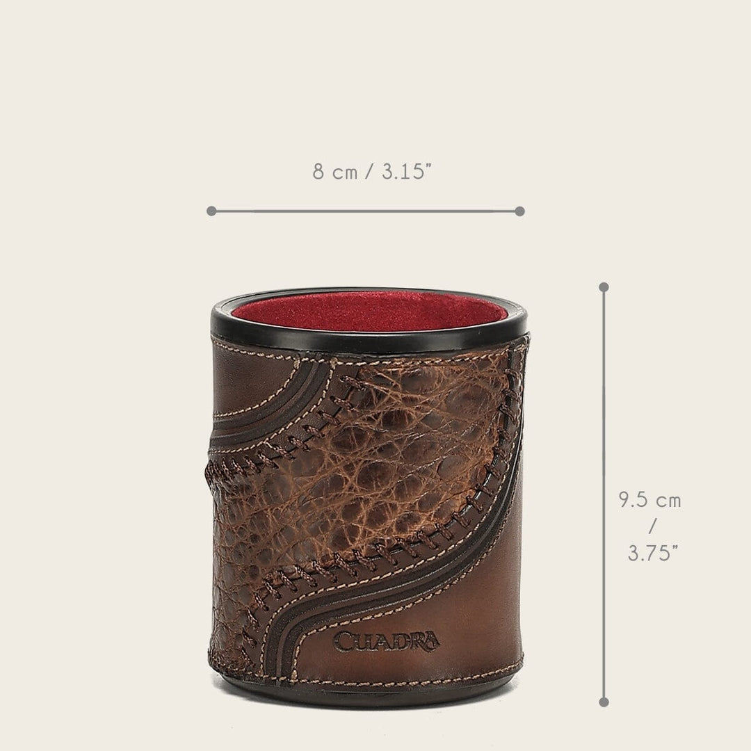 Juego de cubilete en piel genuina de alligator Joyería 