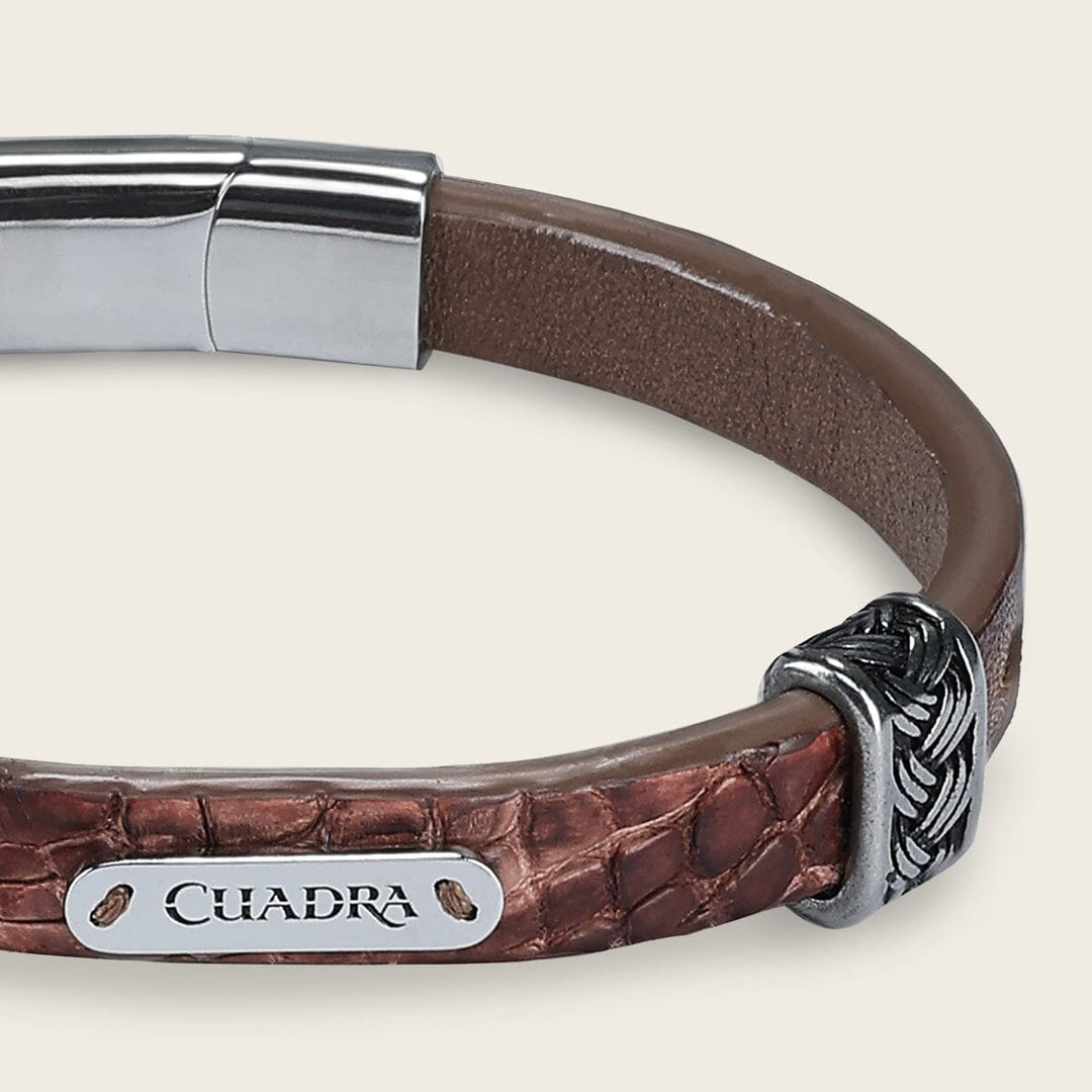 Pulsera para caballero en piel genuina de cocodrilo Joyería 