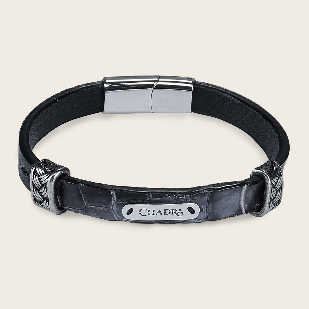 Pulsera para caballero en piel genuina de cocodrilo Joyería 