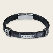 Pulsera para caballero en piel genuina de cocodrilo Joyería 