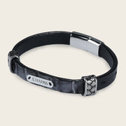 Pulsera para caballero en piel genuina de cocodrilo Joyería 