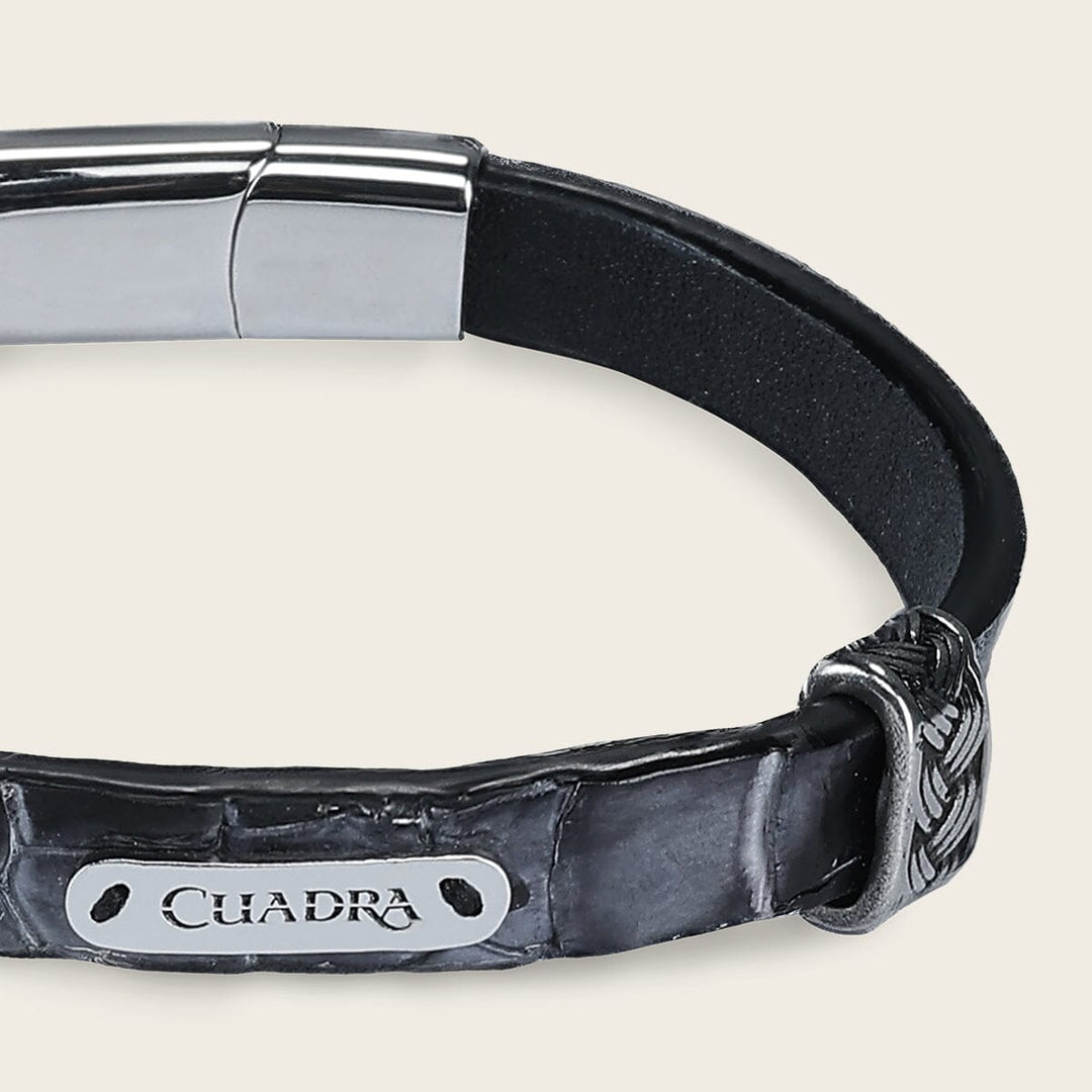 Pulsera para caballero en piel genuina de cocodrilo Joyería 