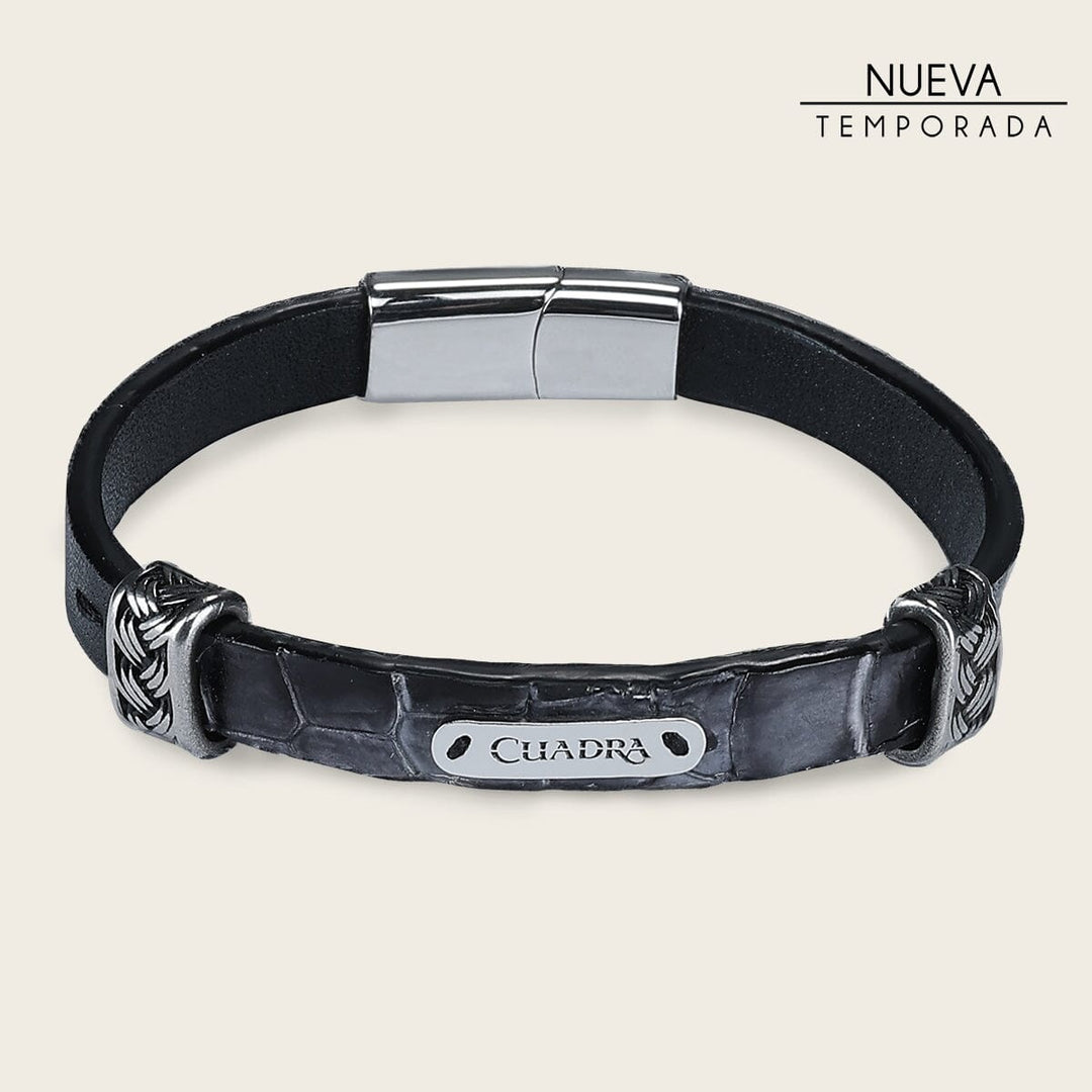 Pulsera para caballero en piel genuina de cocodrilo Joyería 