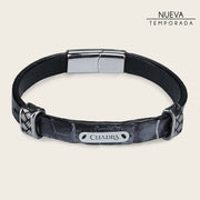 Pulsera para caballero en piel genuina de cocodrilo Joyería 