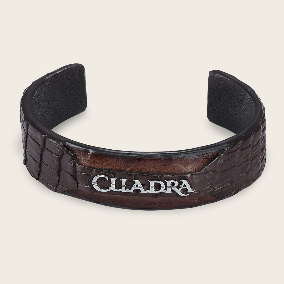 Pulsera ajustable para caballero en piel genuina de cocodrilo Joyería 