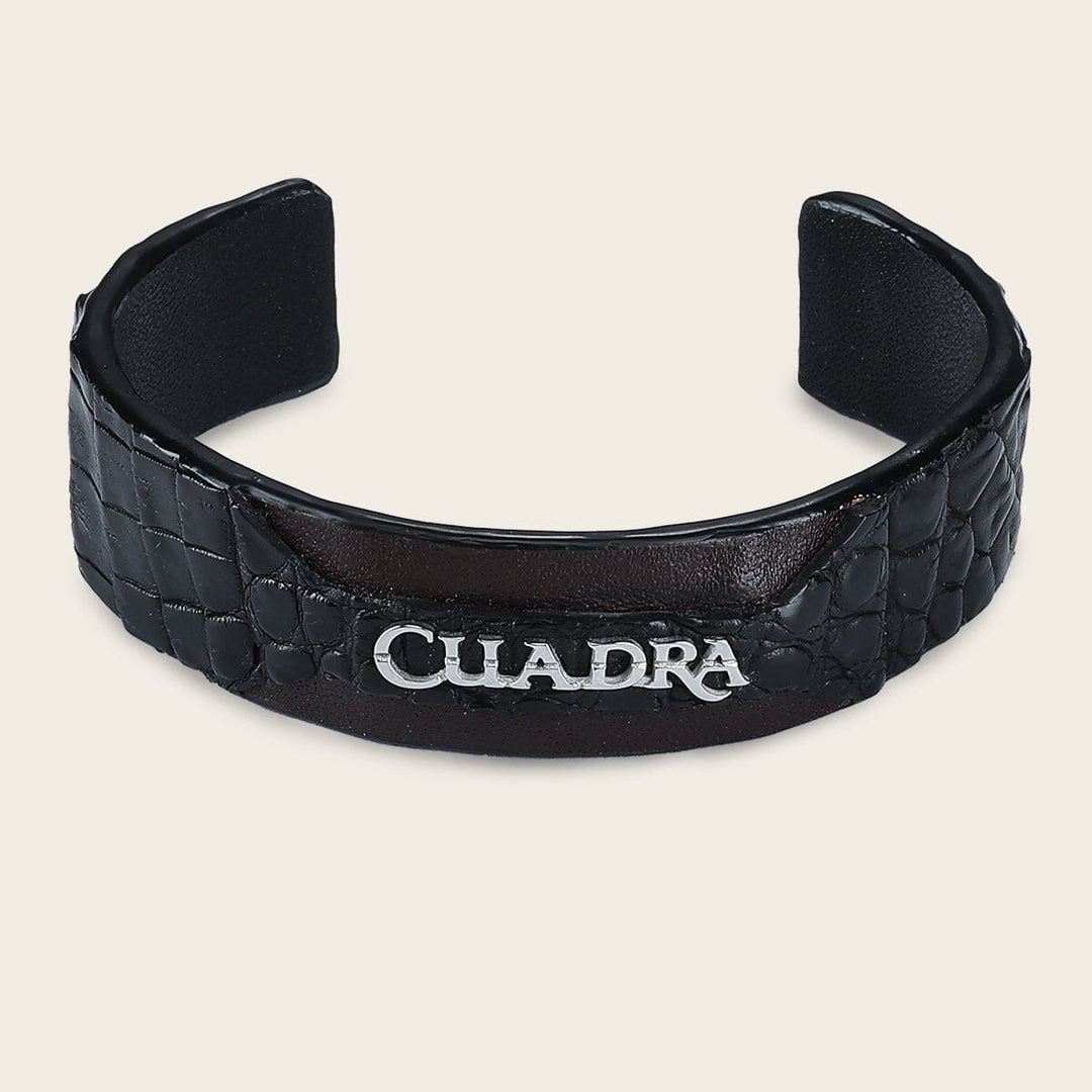 Pulsera ajustable para caballero en piel genuina de cocodrilo Joyería 