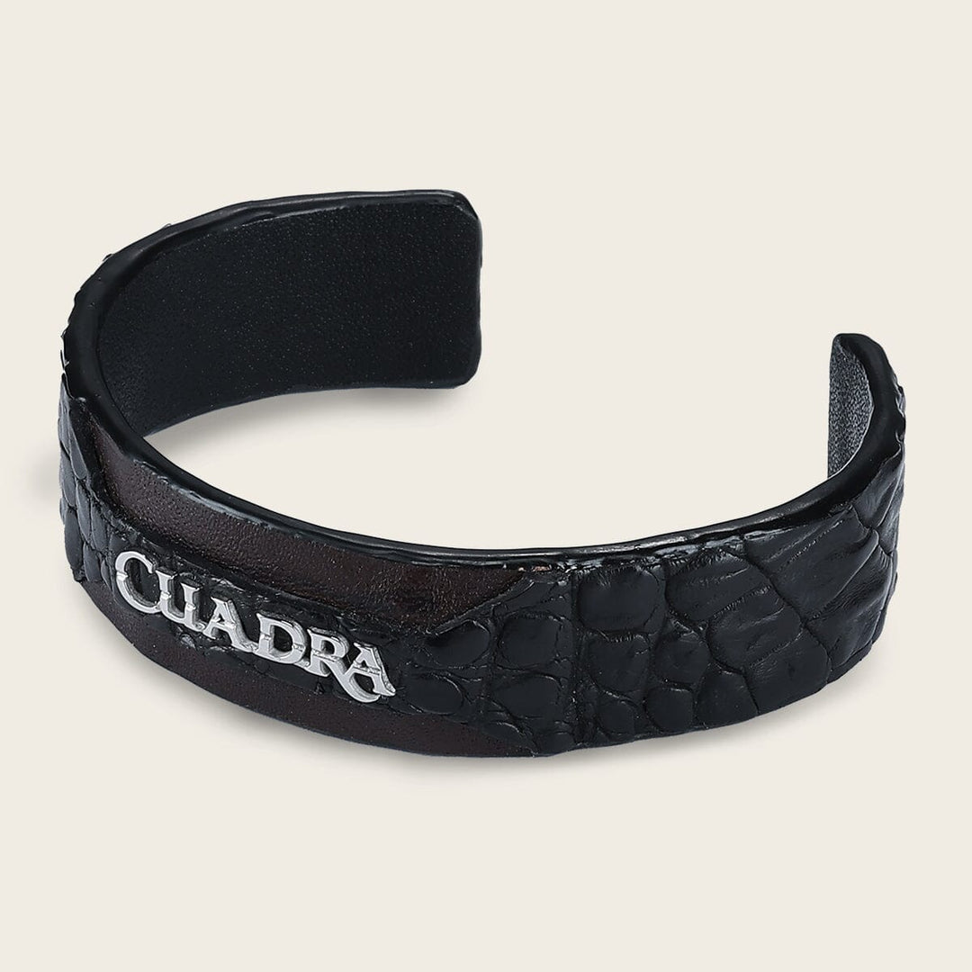 Pulsera ajustable para caballero en piel genuina de cocodrilo Joyería 