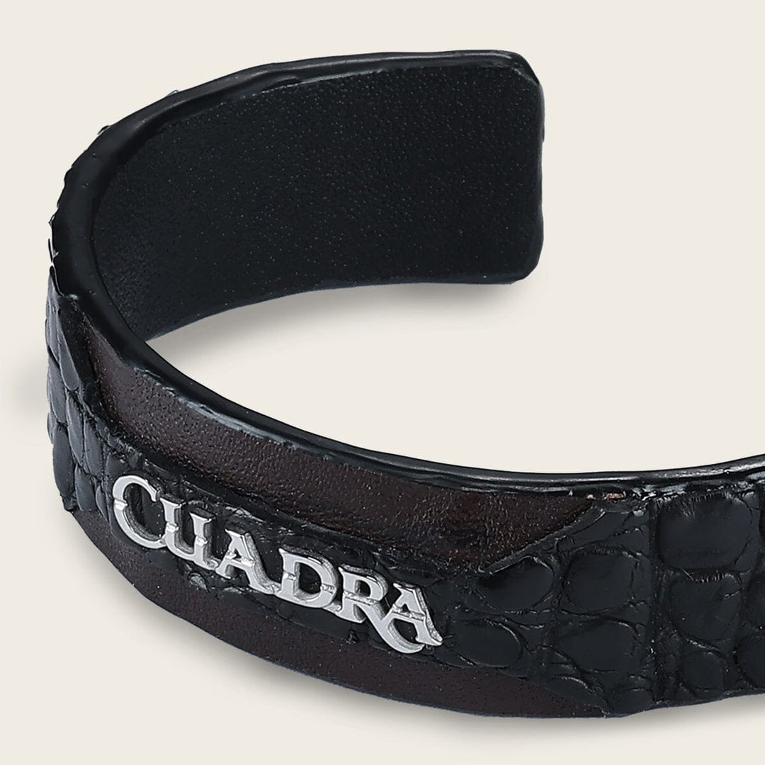 Pulsera ajustable para caballero en piel genuina de cocodrilo Joyería 
