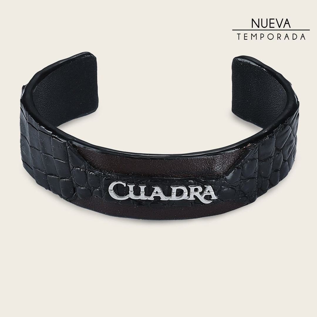 Pulsera ajustable para caballero en piel genuina de cocodrilo Joyería 
