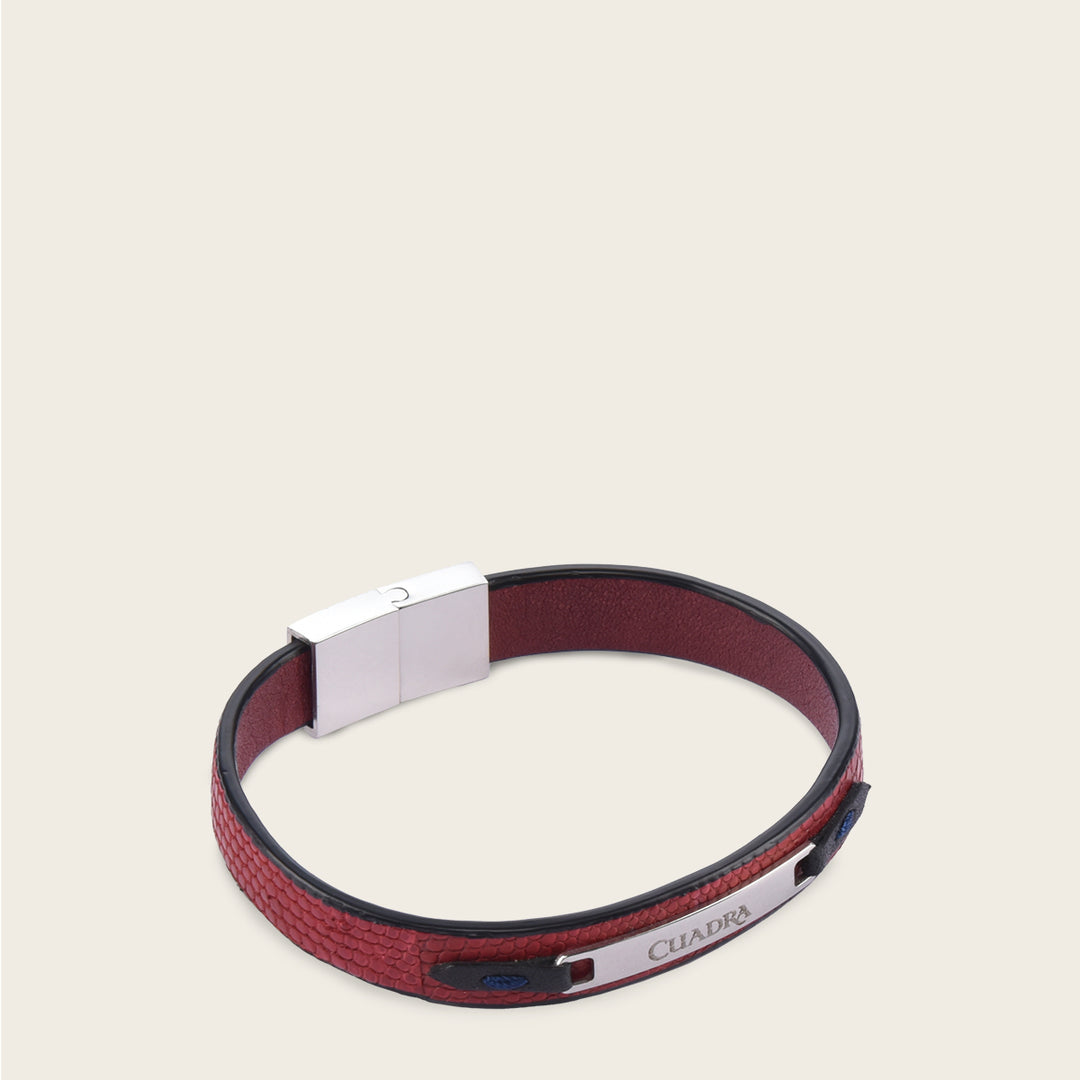 Pulsera Cuadra en piel de lizard para caballero