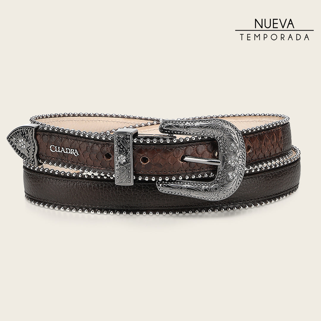 Cinturón en piel genuina de pitón para dama