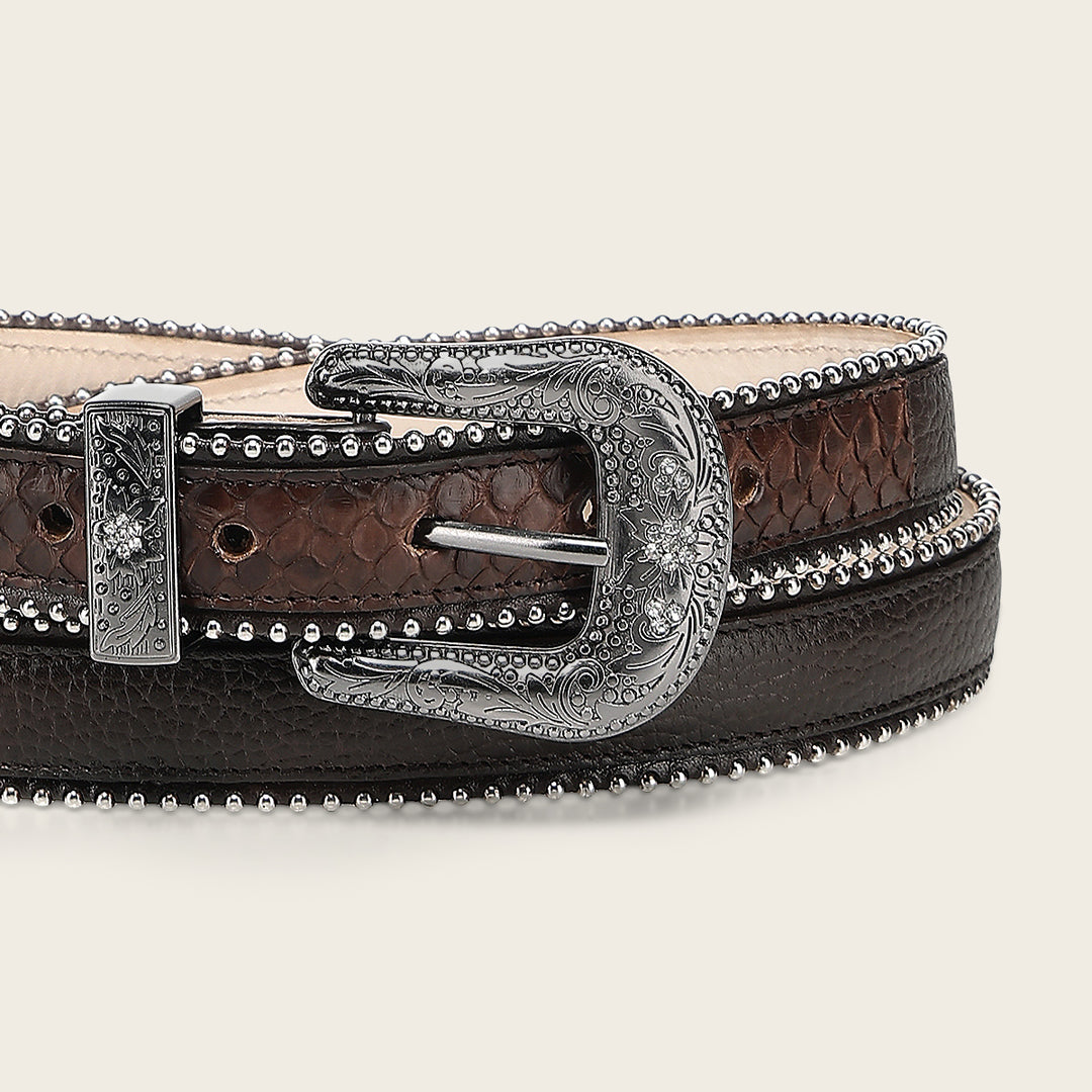 Cinturón en piel genuina de pitón para dama