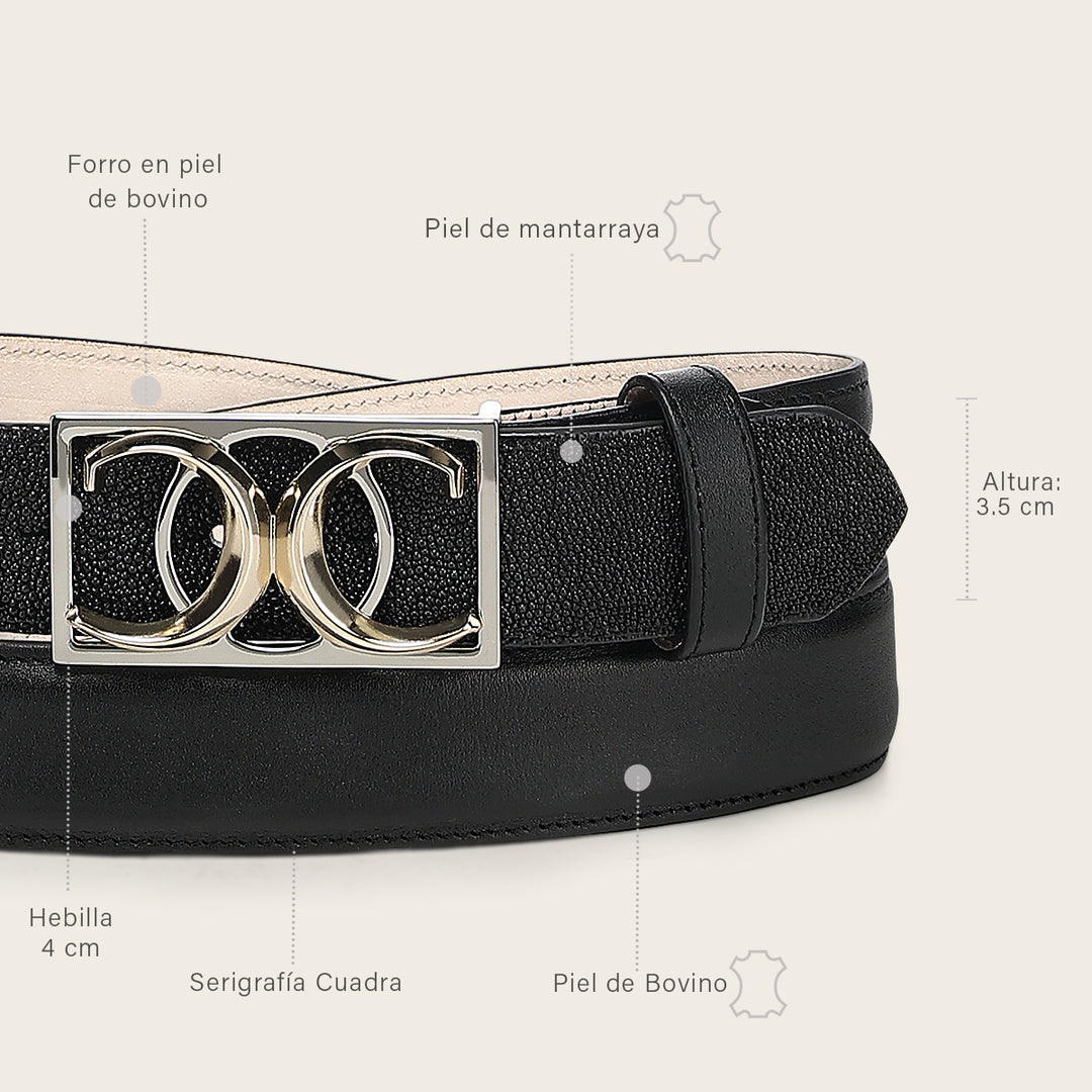 Cinturón en piel genuina de mantarraya para dama