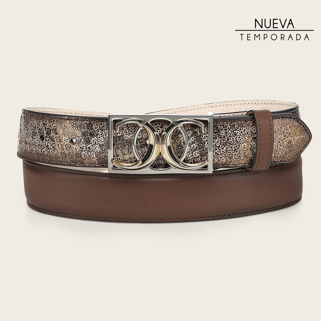 Cinturón en piel genuina de pitón para dama