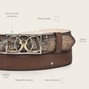Cinturón en piel genuina de pitón para dama