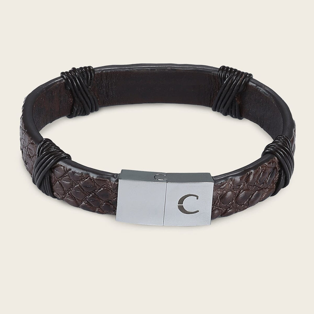 Pulsera para caballero en piel genuina de cocodrilo Joyería 