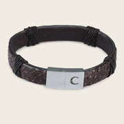 Pulsera para caballero en piel genuina de cocodrilo Joyería 