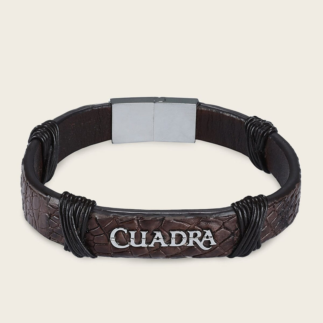 Pulsera para caballero en piel genuina de cocodrilo Joyería 