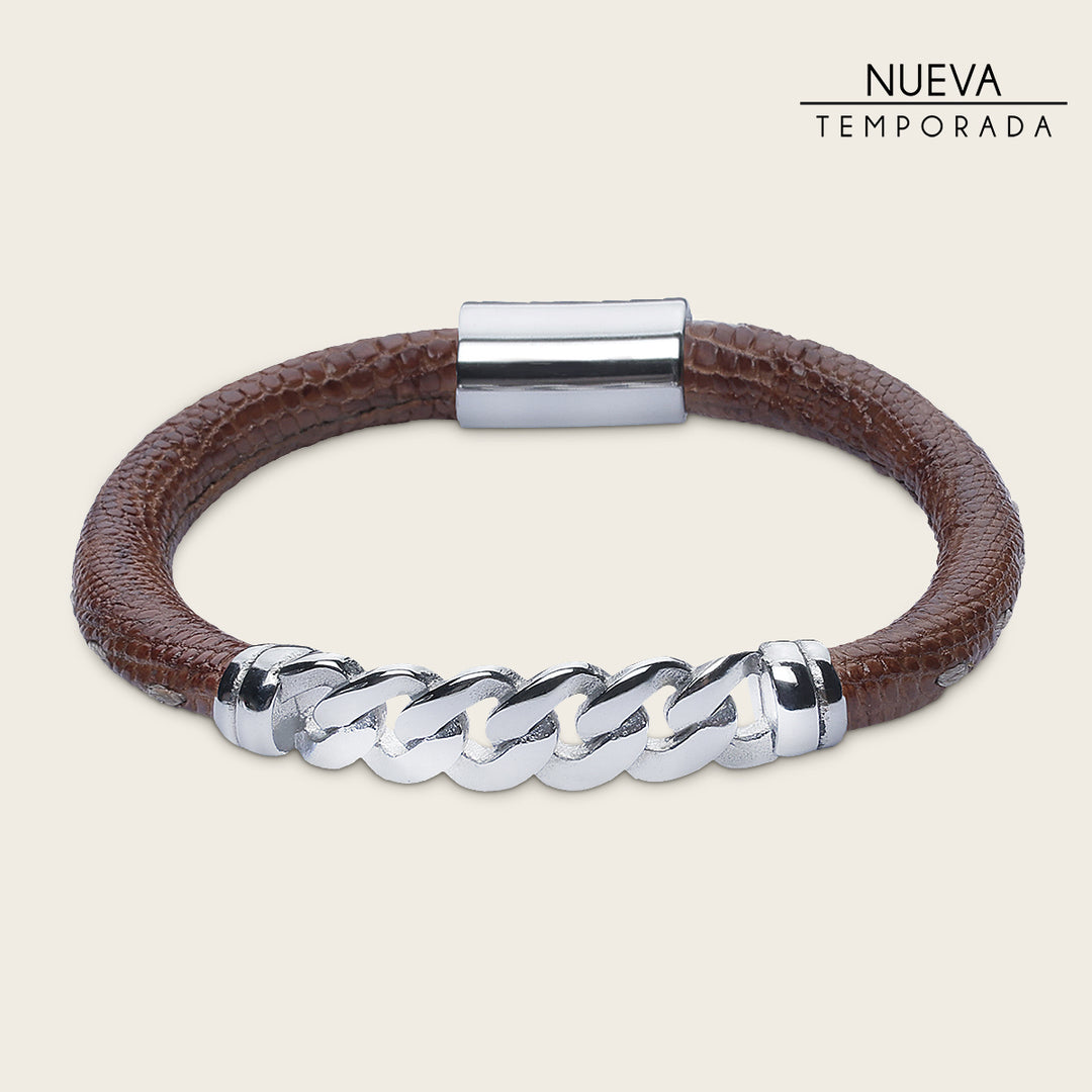 Pulsera en piel genuina de lizard para caballero