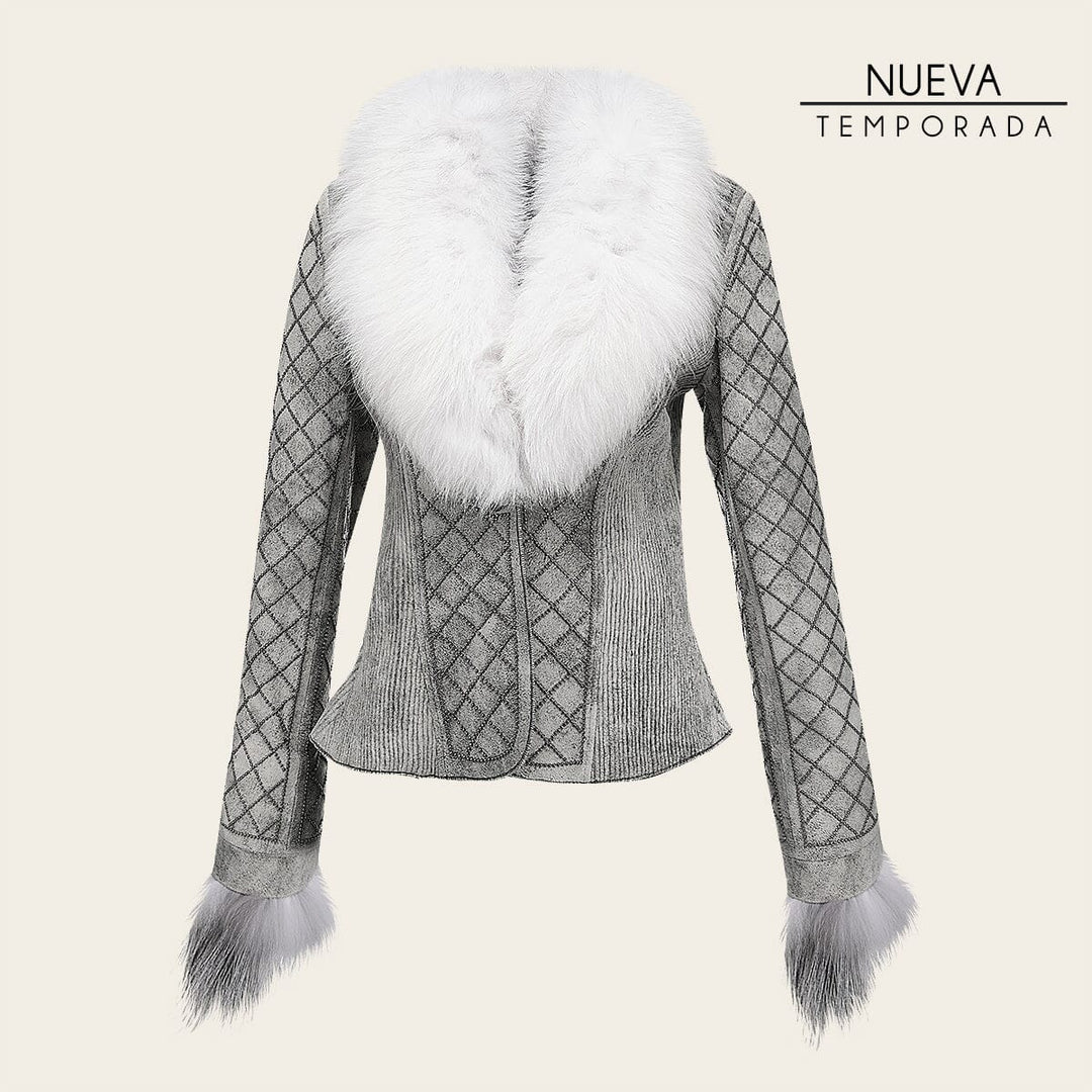 Chamarra en piel genuina de ovino con pelo de zorro para dama Chamarras 