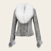 Chamarra en piel genuina de ovino con pelo de zorro para dama Chamarras 
