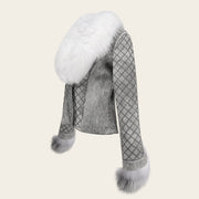 Chamarra en piel genuina de ovino con pelo de zorro para dama Chamarras 