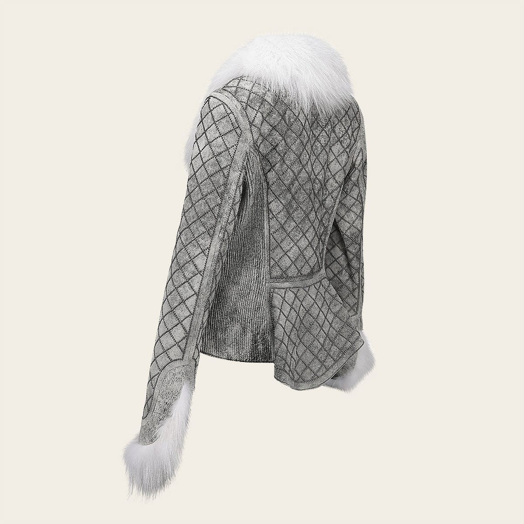 Chamarra en piel genuina de ovino con pelo de zorro para dama Chamarras 