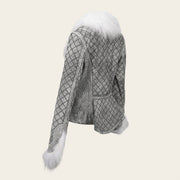 Chamarra en piel genuina de ovino con pelo de zorro para dama Chamarras 